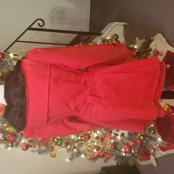 NWOT Red Wool Buttoned Swing Coat- - Picture 6 of 11